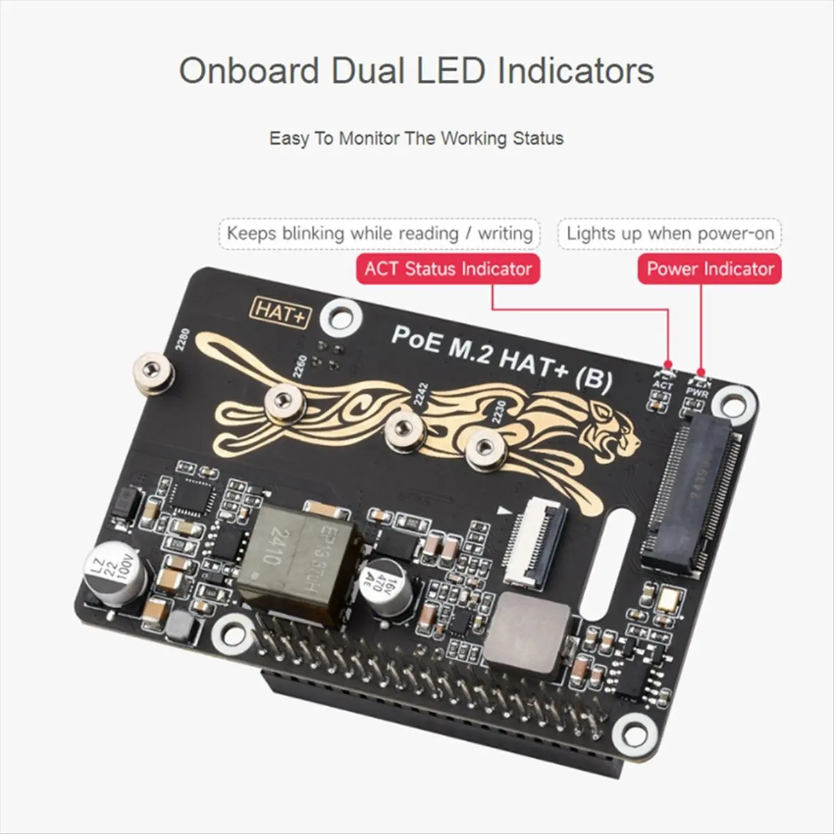 【♮•▲Today-Only!】PCIe to M.2 Xpansion Board with PoE Function Supports NVMe Protocol M.2 Solid State Drive for 5 PoE HAT