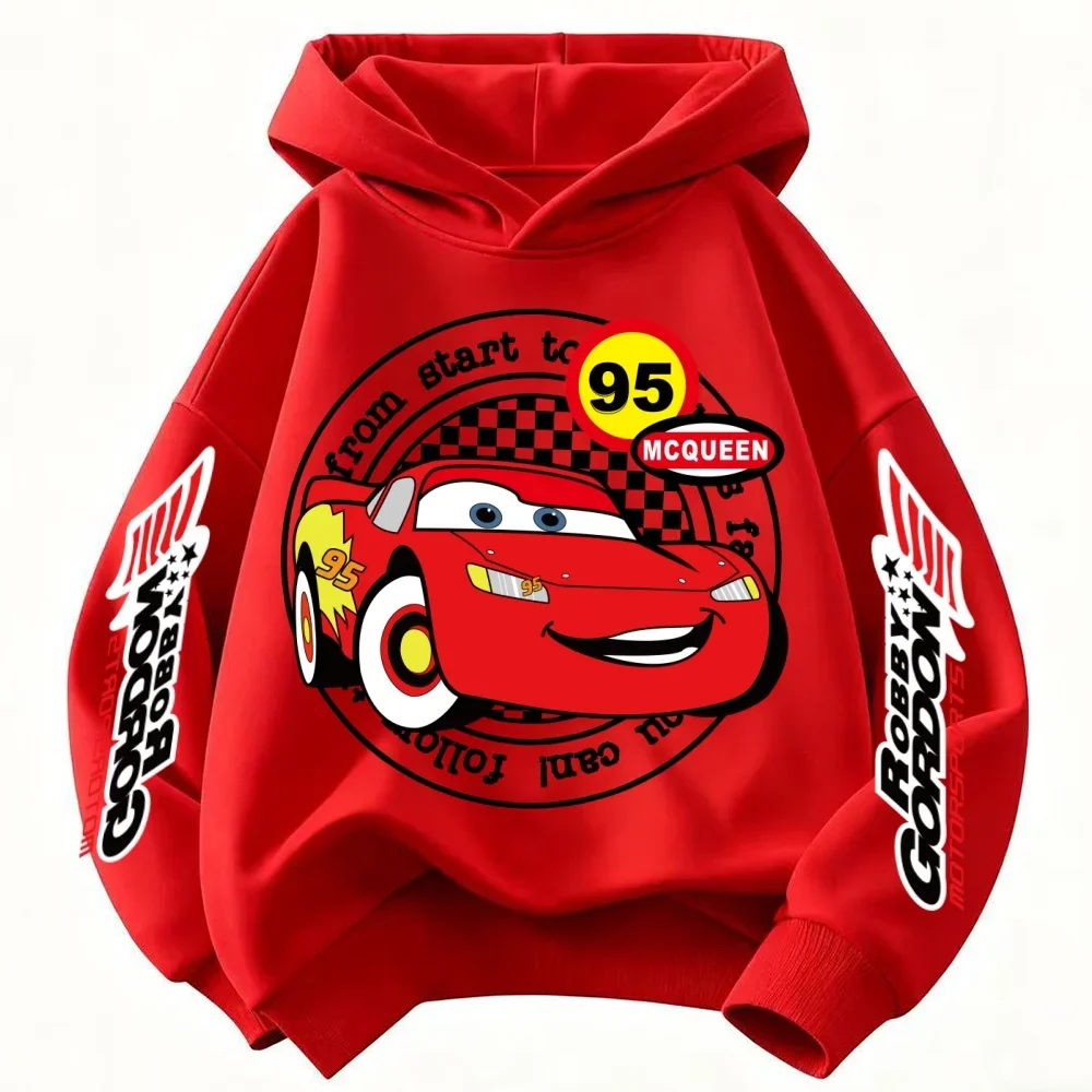 Disney pixar carro relâmpago mcqueen impressão crianças moletom com capuz menino menina outono inverno diário ao ar livre casual quente roupas esportivas