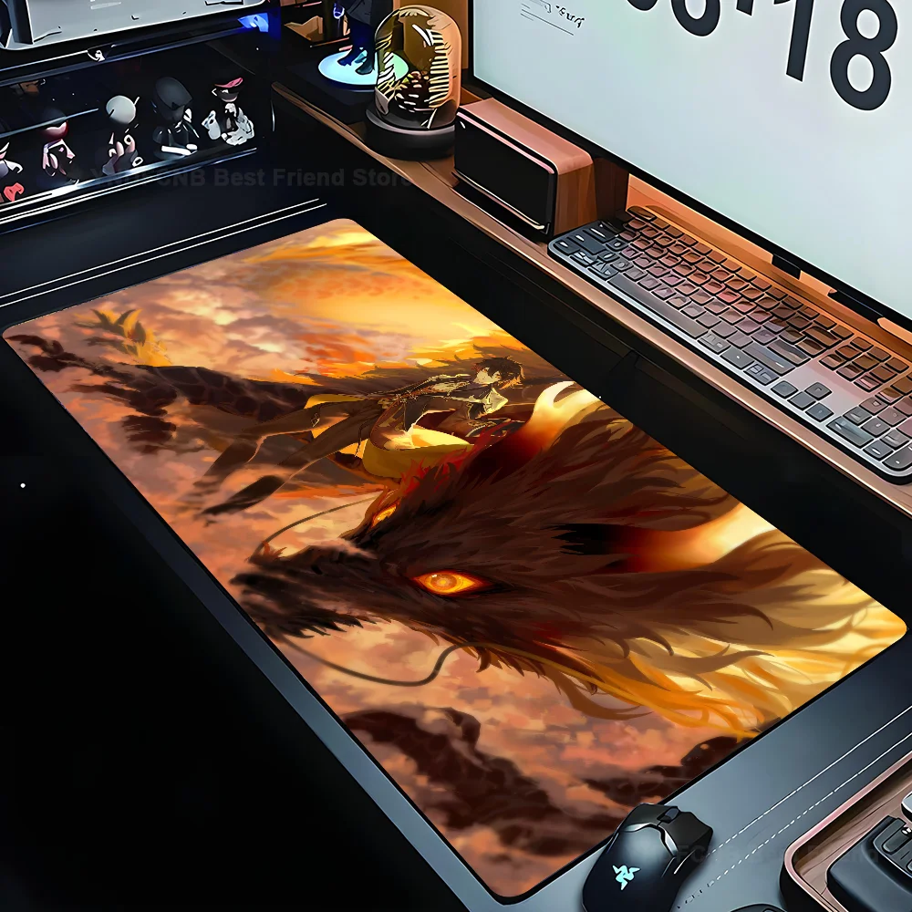 

Anime Zhongli Genshin Impact Mousepad Mouse Mat Desk Mat With Pad Gaming Accessories Prime Gaming XXL Keyboard Pad