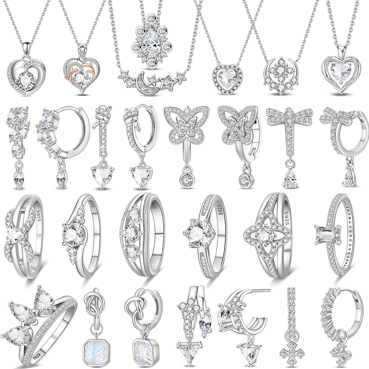 

Original 925 Sterling Silver Suit Charms Pendant Heart Bead For Wome Earrings Rings Necklace DIY Bracelet Fine Jewellery Gift