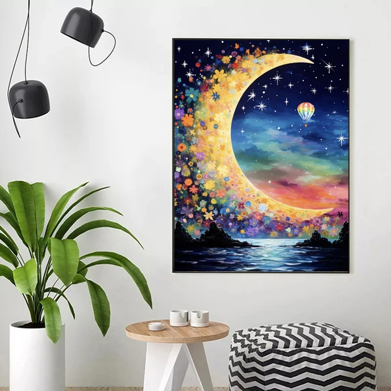 Fai da te 5D fata polvere pittura diamante luna città mosaico di cristallo pieno paesaggio diamante ricamo arte strass immagine decorazioni per la