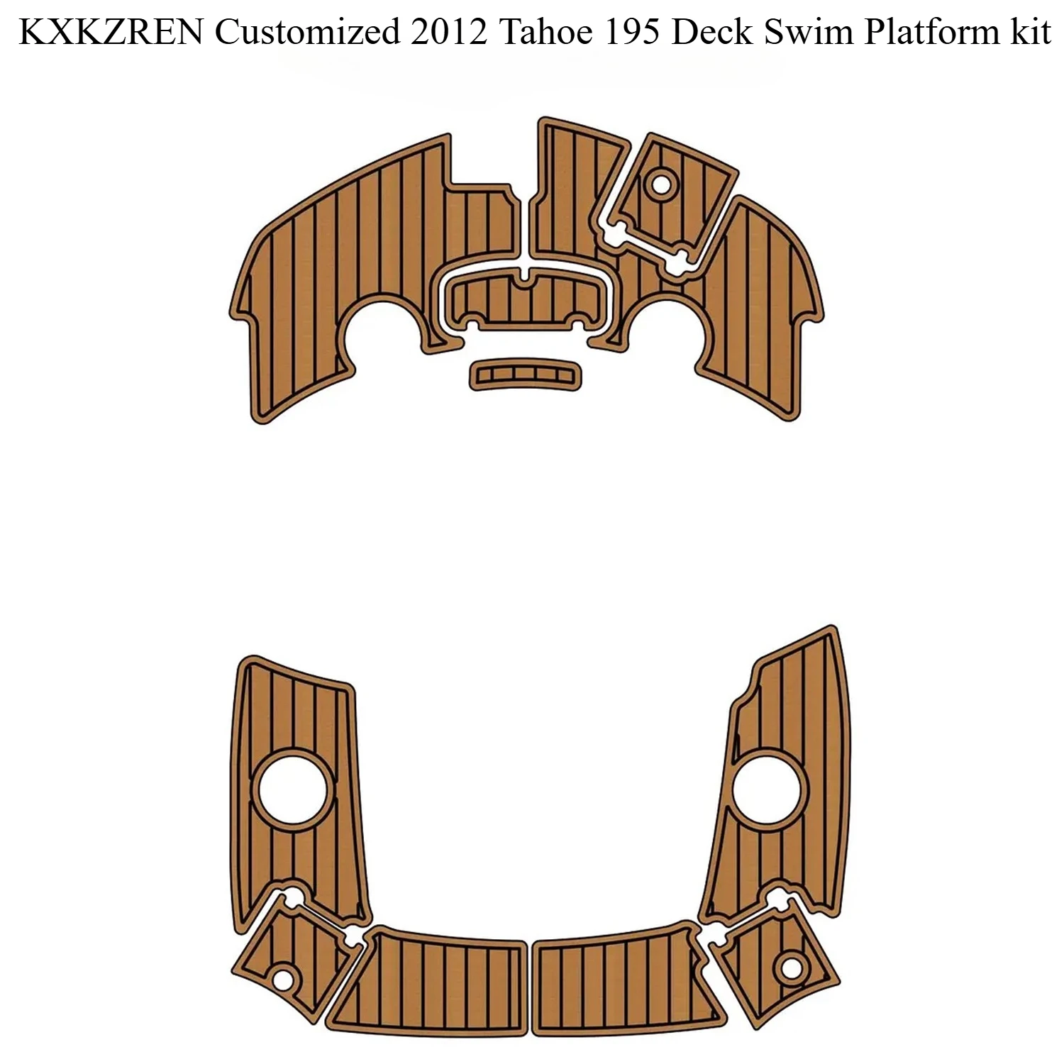 KXKZREN Customized 2012 Tahoe 195 Deck Swim Platform Kit Self-adhesive for Boat EVA Foam Flooring Pad Non-slip Faux Teak Mat