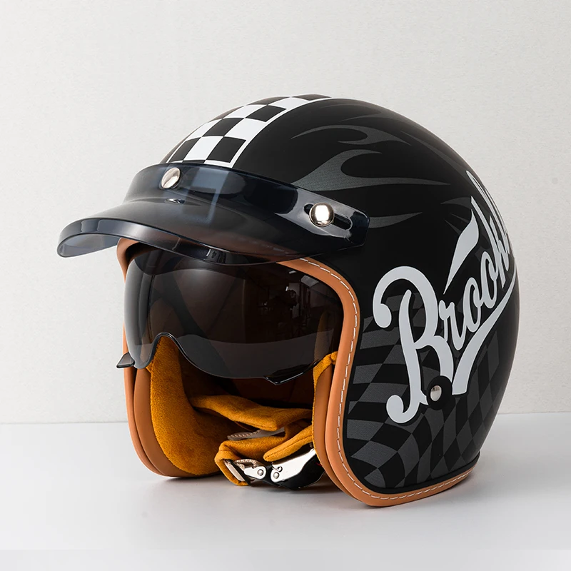 

Japanese Korean style Female Men Motorcycle Little Helmet Open Protective Capacete DOT Safety Vintage motocross