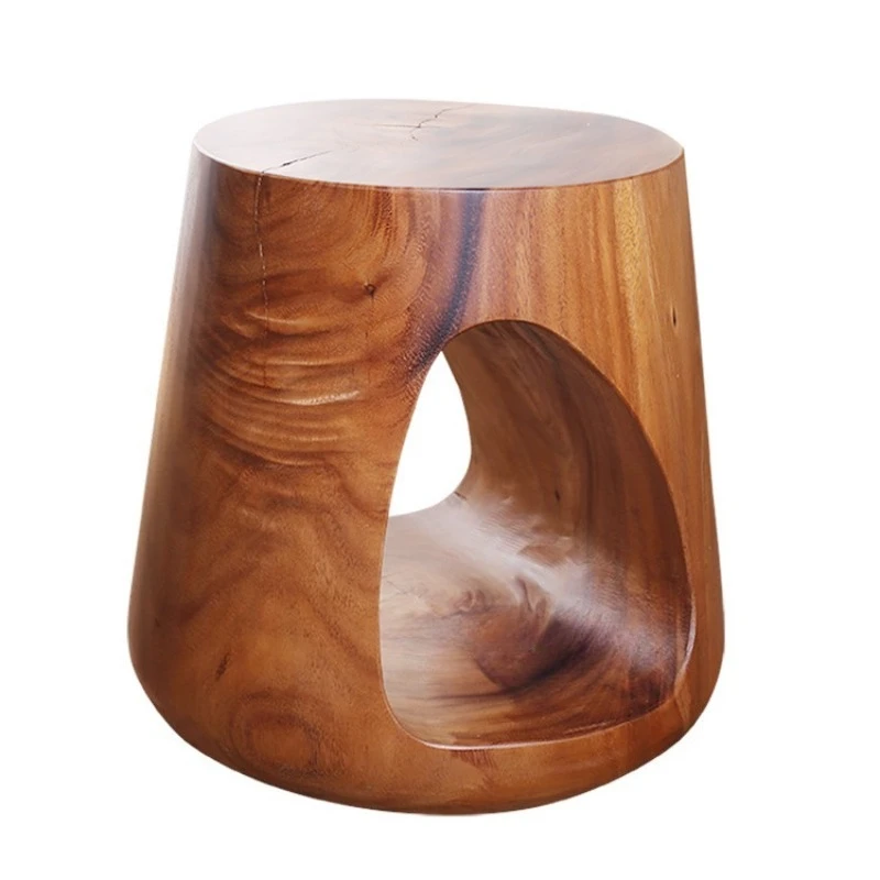 

All solid wood stump root carving cat hole sitting stool small coffee table living room hotel sofa bed
