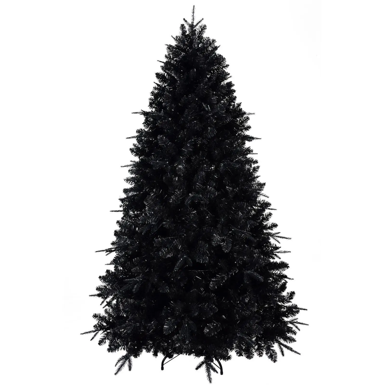 

7.5ft Black Christmas Tree Pre-lit LED Artificial Pine Holiday Decoration for Halloween and Christmas Home
