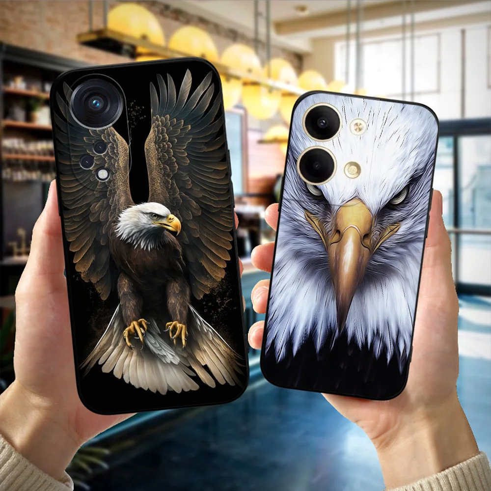 Black Tpu Case For OPPO Reno 9 8 8T PRO PLUS Soaring Eagle