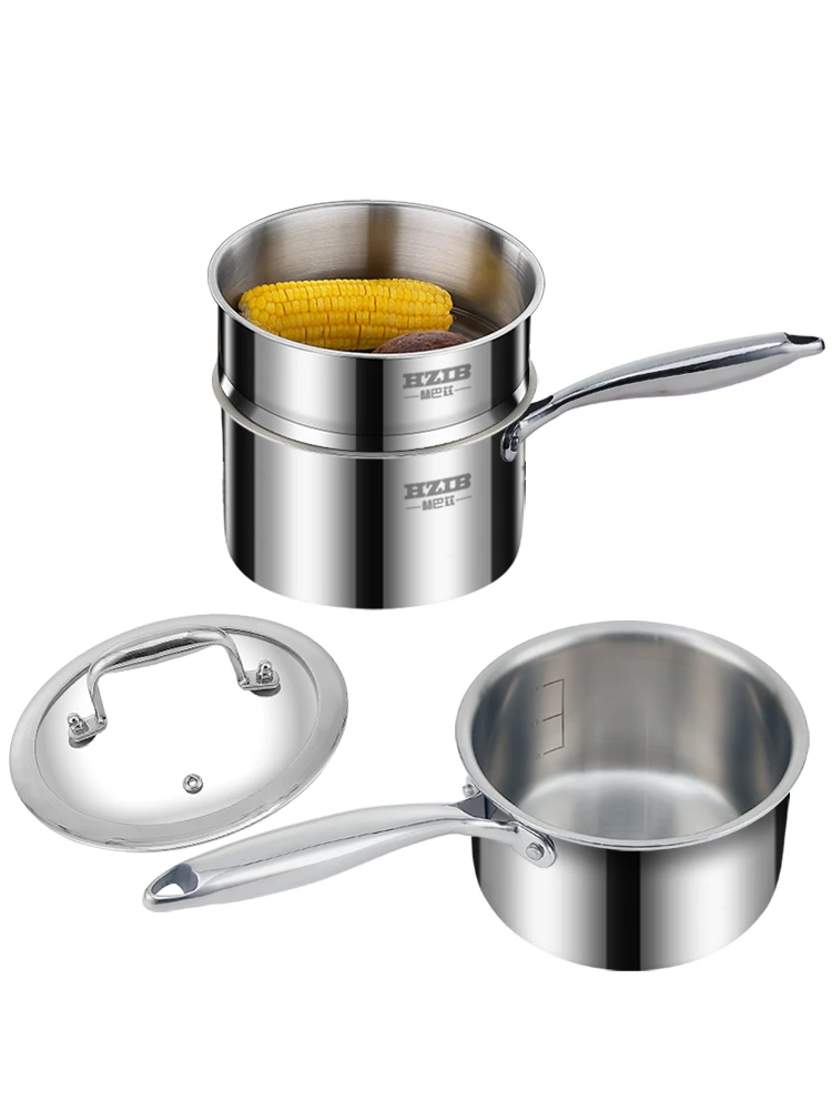 

Stainless steel milk 316 food grade soup baby pot complementary food household steamer D