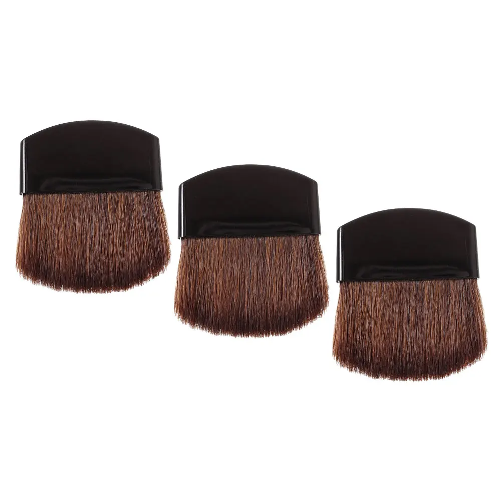 Juego de 3 brochas de maquillaje con cerdas suaves para base, colorete, polvo, crema líquida, brochas portátiles mini de viaje para el rostro de mujer