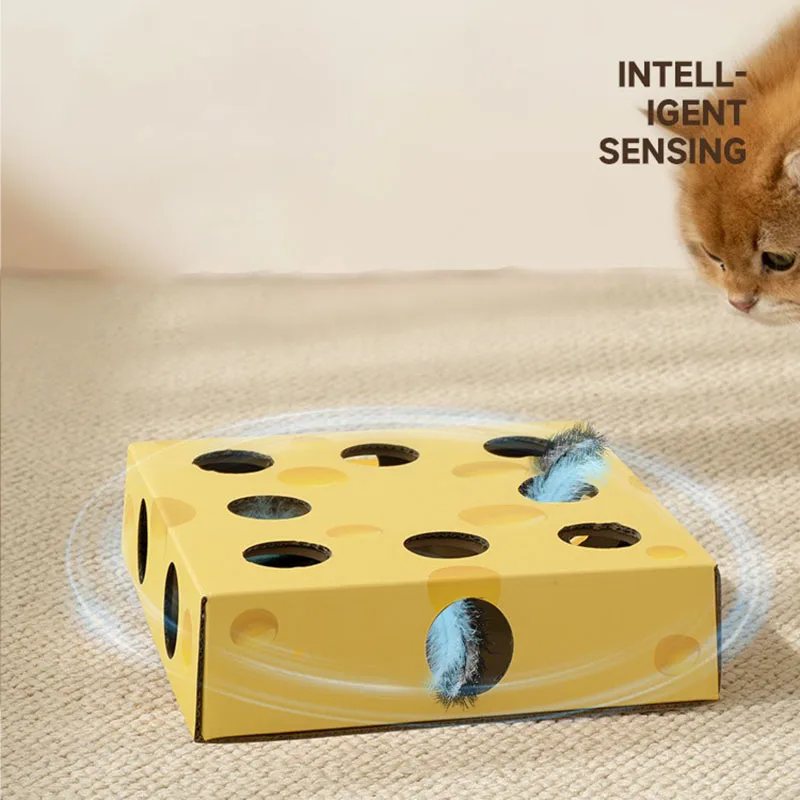 Pet Products Cat Toys Intelligent Sense Cheese Box Toy For Cats Automatic Cat Teasing Stress Relief Pets Self-pleasure Toy