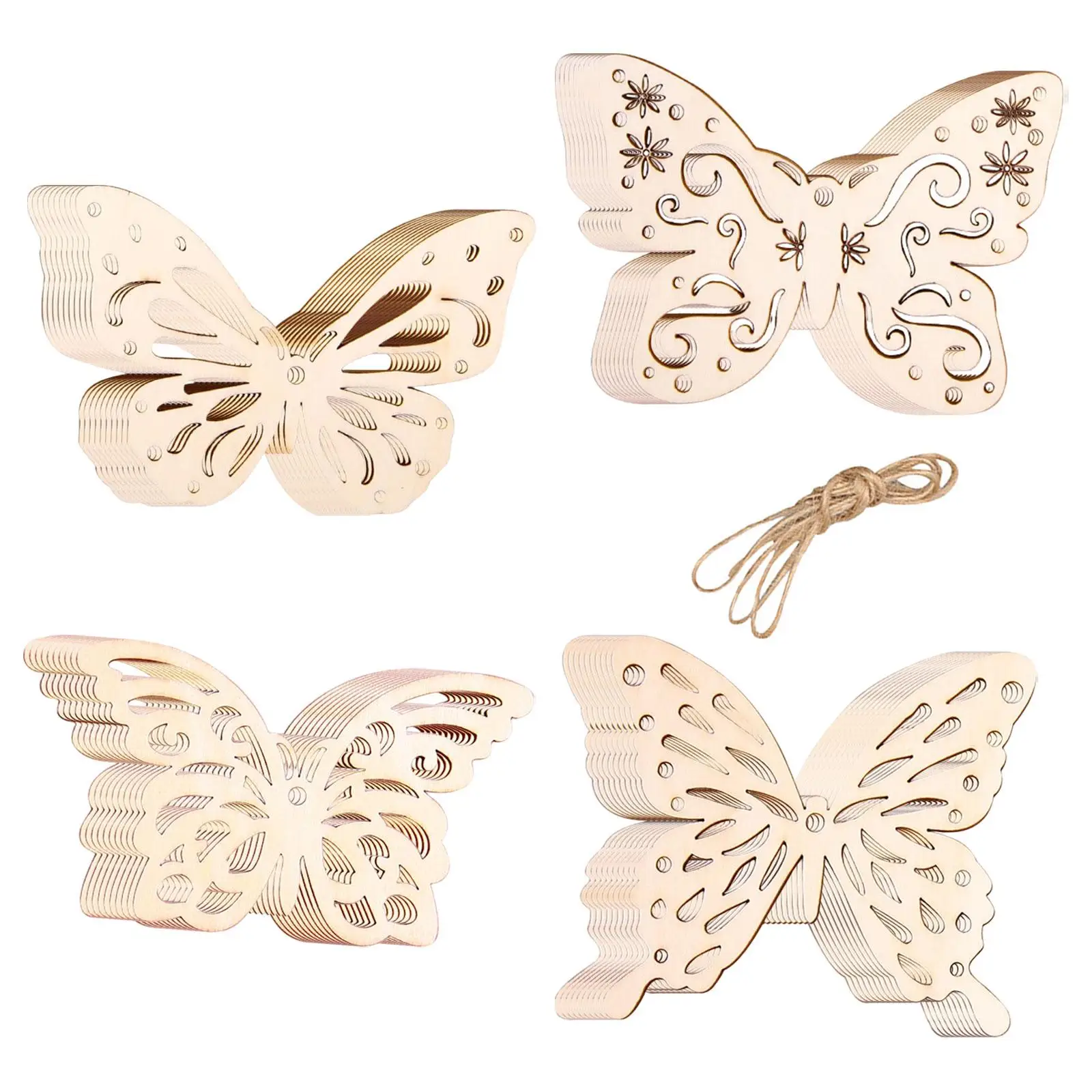 

50 шт. деревянные вырезы-бабочки для изготовления украшений ручной работы, подарочные бирки