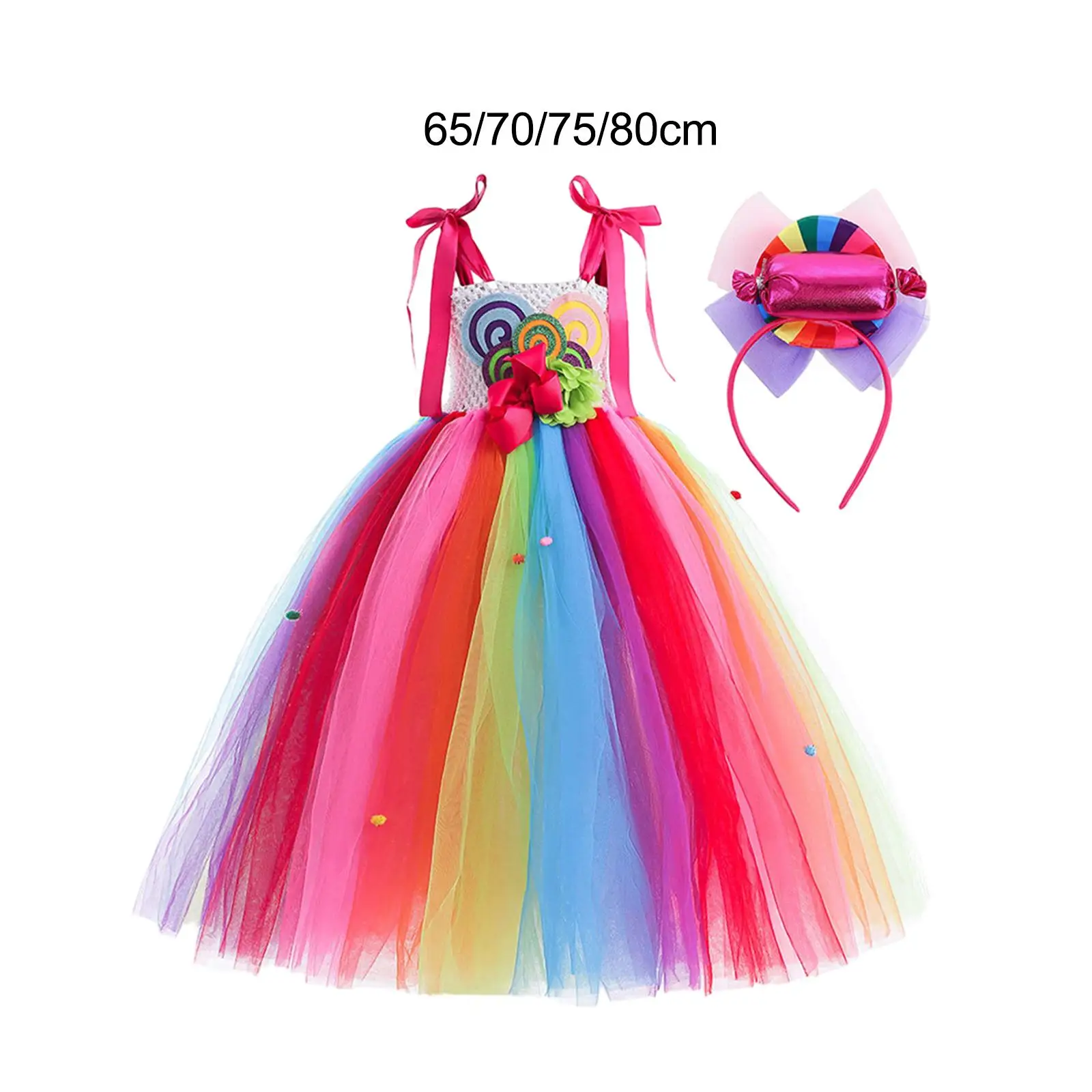 Vestido doce para meninas vestido extravagante colorido vestido arco-íris vestido de tule para Halloween