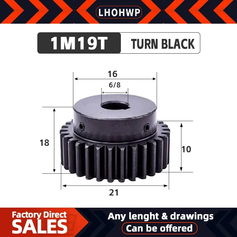 

2Pcs 1Modulus=1M 19Teeth Spur Gear Metal Motor Boss/Convex Gear Inner Hole6/7/8mm Gear Rack Transmission