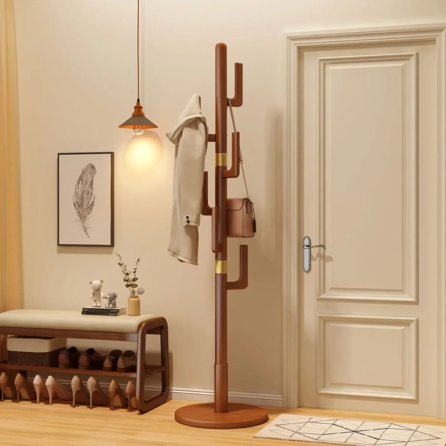 

Скандинавские вешалки для прихожей, органайзер для хранения, деревянные вешалки для спальни, современные стоячие вешалки, мебель для дома, кабинет LLRC