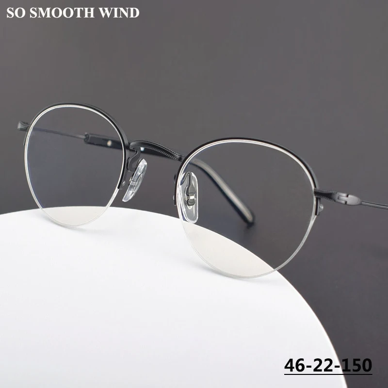 

Fashion Half Frame Glasses Frame Men Women Oval Round Titanium Optical Prescription Eyeglasses Myopia Spectacles Eyewear Unisex