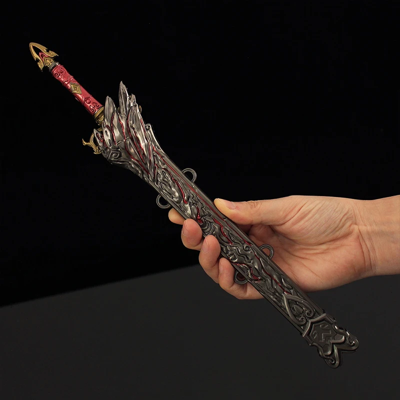 30 cm Naraka: Bladepoint-Waffe, roter Himmel, Schwertspiel, Metallmodellsammlung, Schreibtischdekoration, Display, Weihnachtsgeschenke, Spielzeug für Kinder