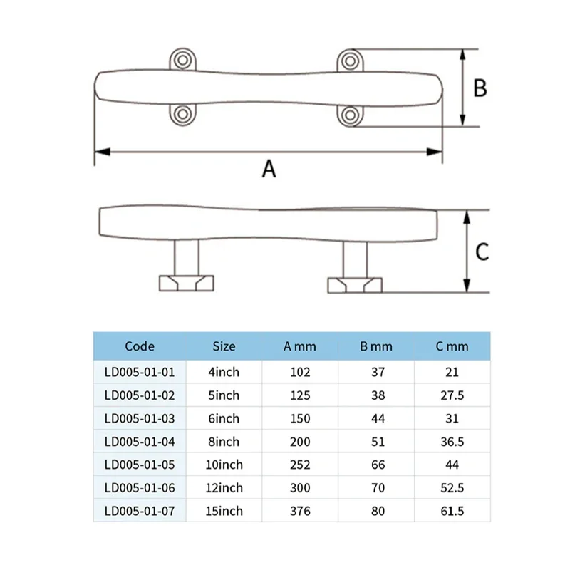 4-15inch Boat Grab Handle Boat Hollow Base Cleat for Marine Yacht High Quality 316 Stainless Steel Marine Yacht Boat Accessories