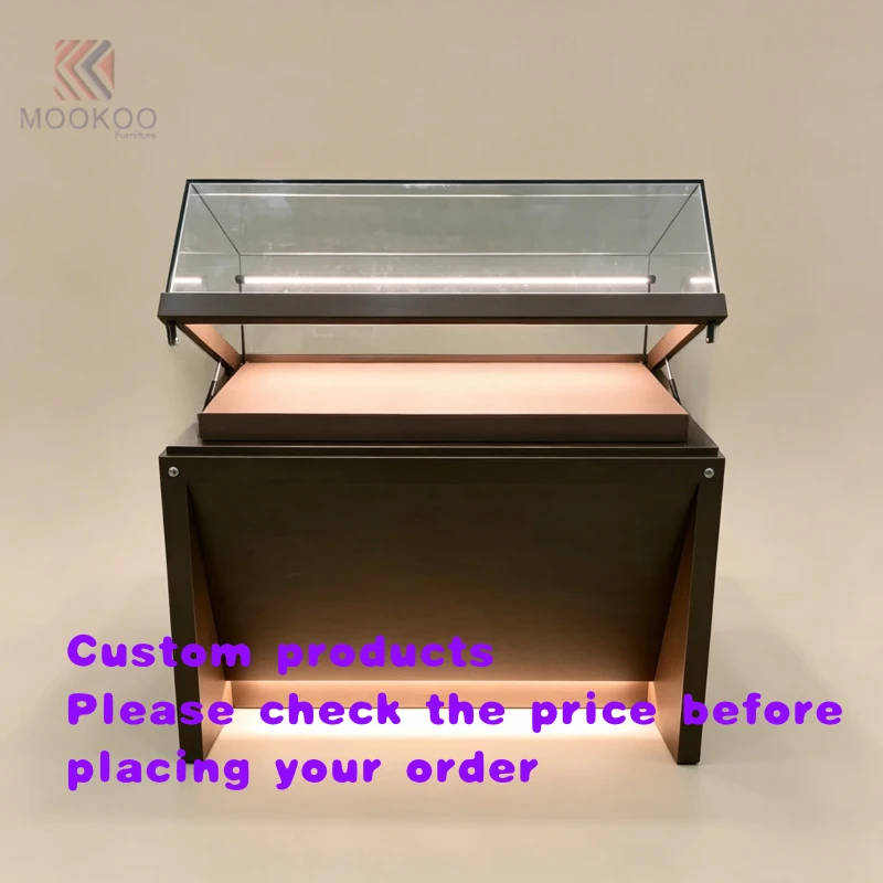 custom.Wooden Jewelry Wangdian Display with LED Lighting Construction Modern Design Easy Assembly