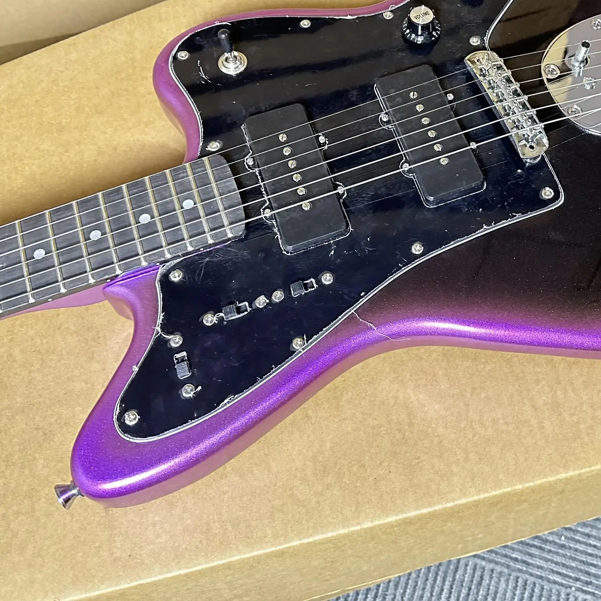 جيتار كهربائي مخصص - جسم أرجواني - 6 أوتار - 22 فريتس - مناسب لكل من المحترفين والمبتدئين - شحن مجاني #5