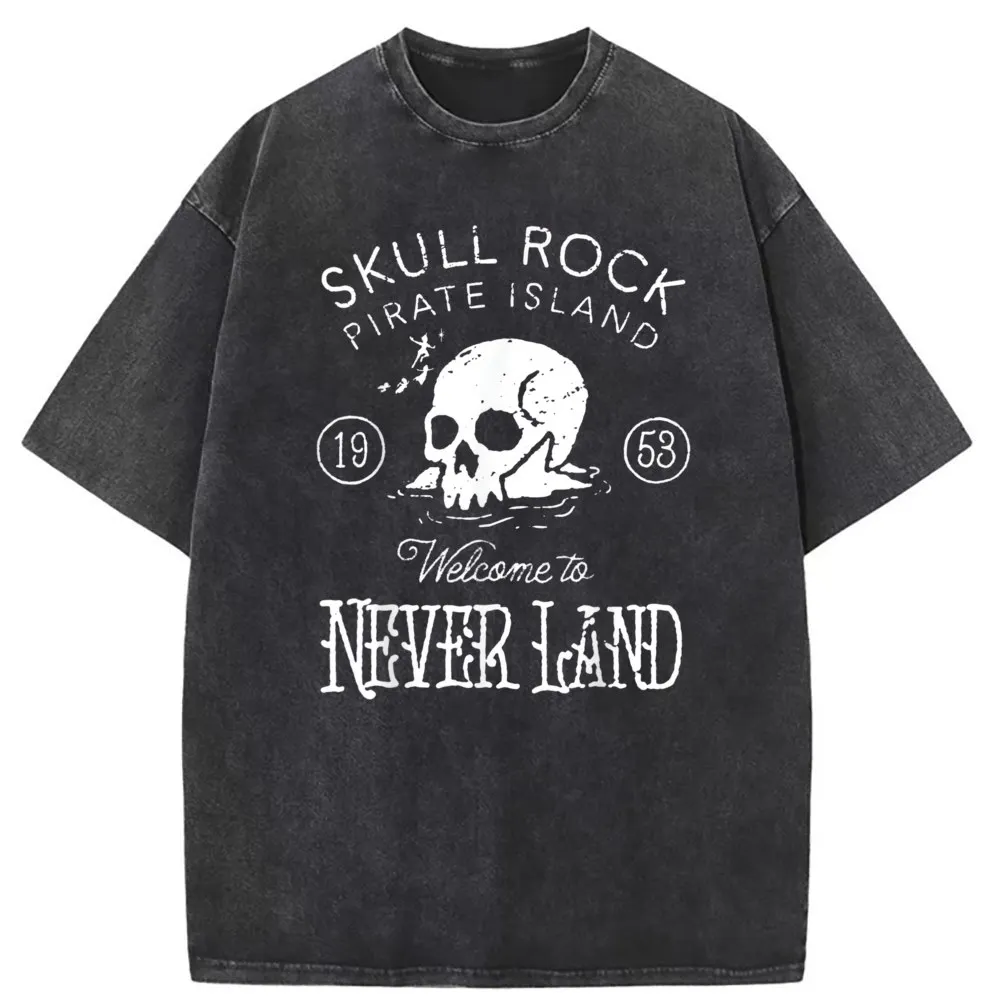 Skull Rock Tshirt Washed For Men Cool Sweatshirts Hip Hop New Design Sportswears Long Sleeve Clothing Shirt Camisa