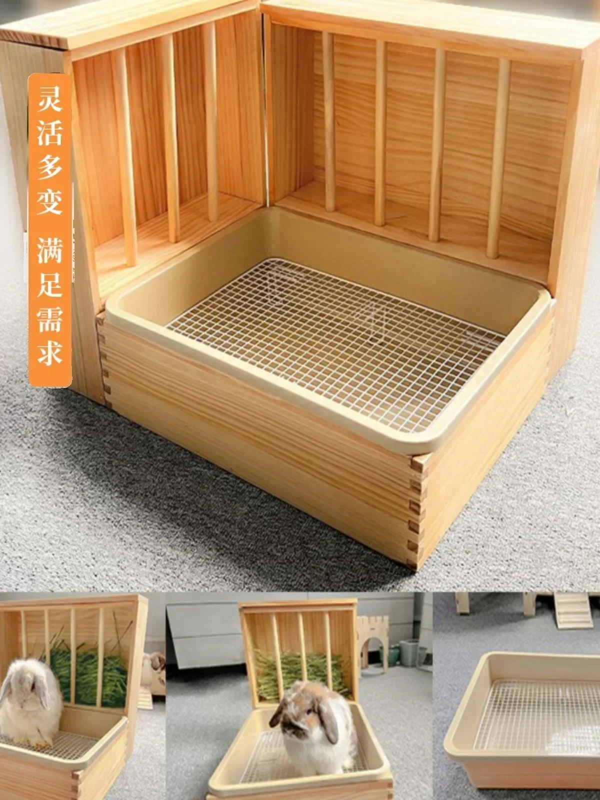 Hot sales Rabbit Grass Stand Pet Rectal Le Toilet Straw Rack Dual-purpose Extra Large Rabbit Toilet Dutch Pig Potty Trough