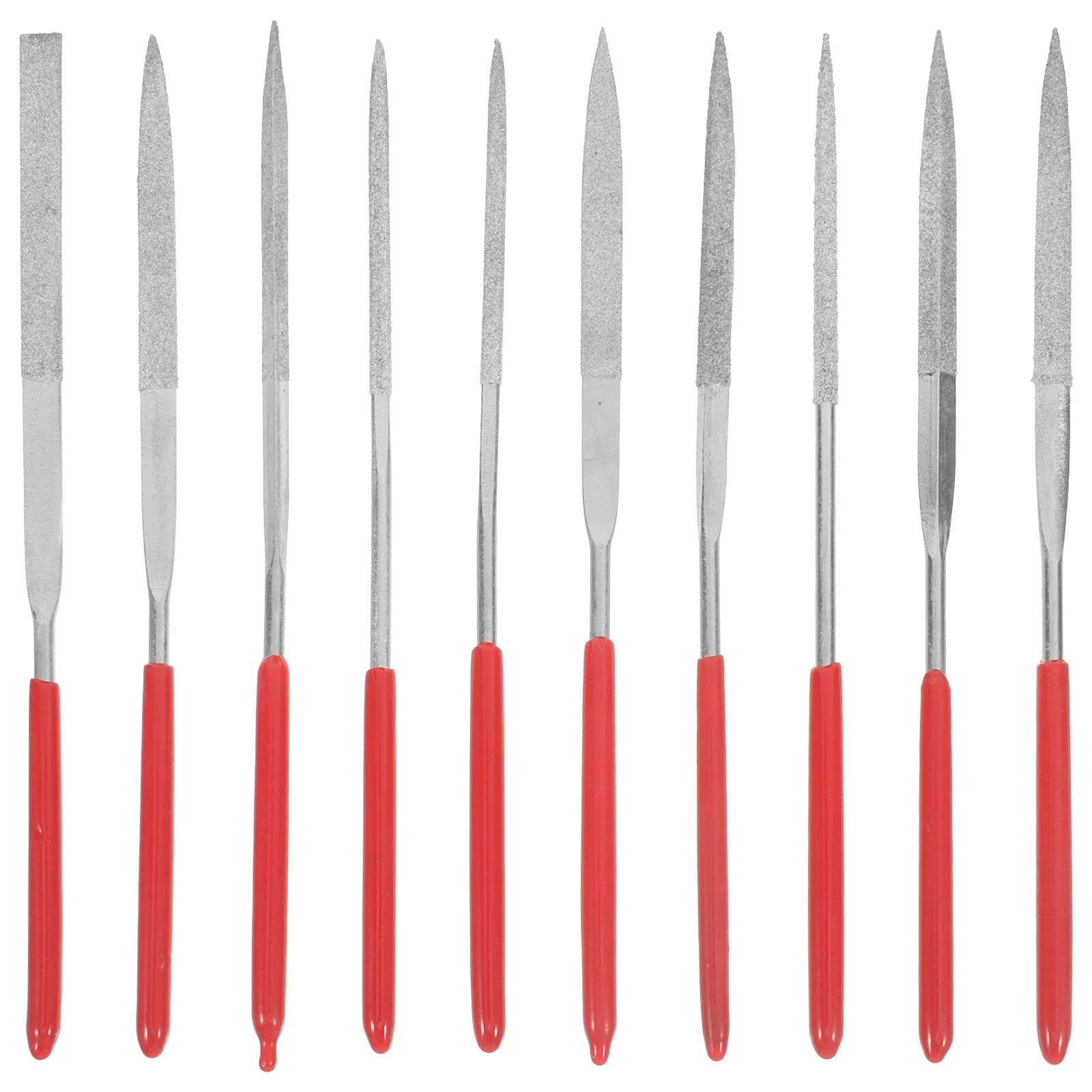 

10 pcs Metal File Set Round Files Rubber Coated Handles Fine Tuning Polishing Small Crafts Mold Repairs Various Specifications