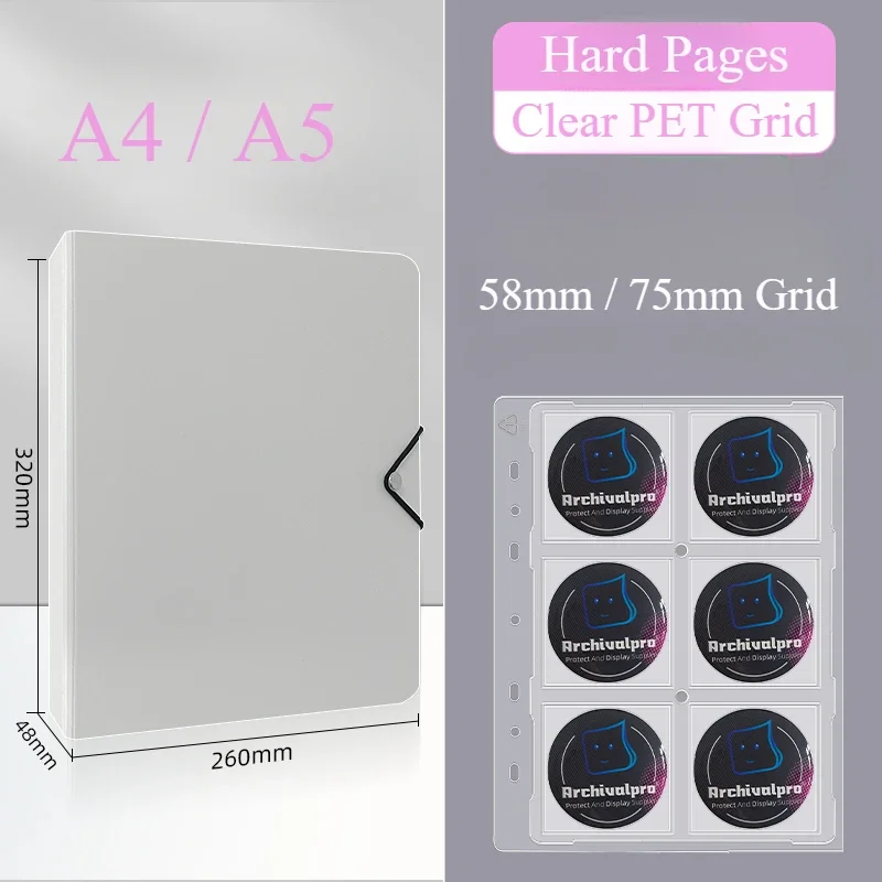 

Anime Games Badge Holder A5/A4 Binder Clear PET Grid Hard Page Badges Protection Storage 58/75mm Badge Collect Book Elastic Band