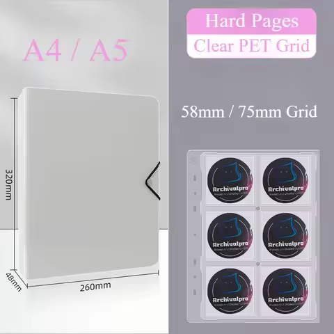Anime Games Badge Holder A5/A4 Binder Clear PET Grid Hard Page Badges Protection Storage 58/75mm Badge Collect Book Elastic Band