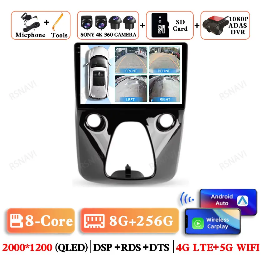 Android 15 Voor Peugeot 108 Voor Toyota Aygo B40 2014-2021 Qualcomm Autoradio Multimedia GPS DSP Navigatie Viedo speler 5G WIFI