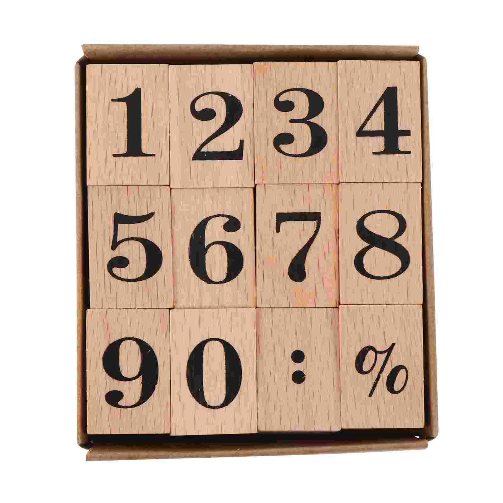 Wooden Stamp Set DIY Stamps Numbers Numerals Seal Scrapbook Planner Vine