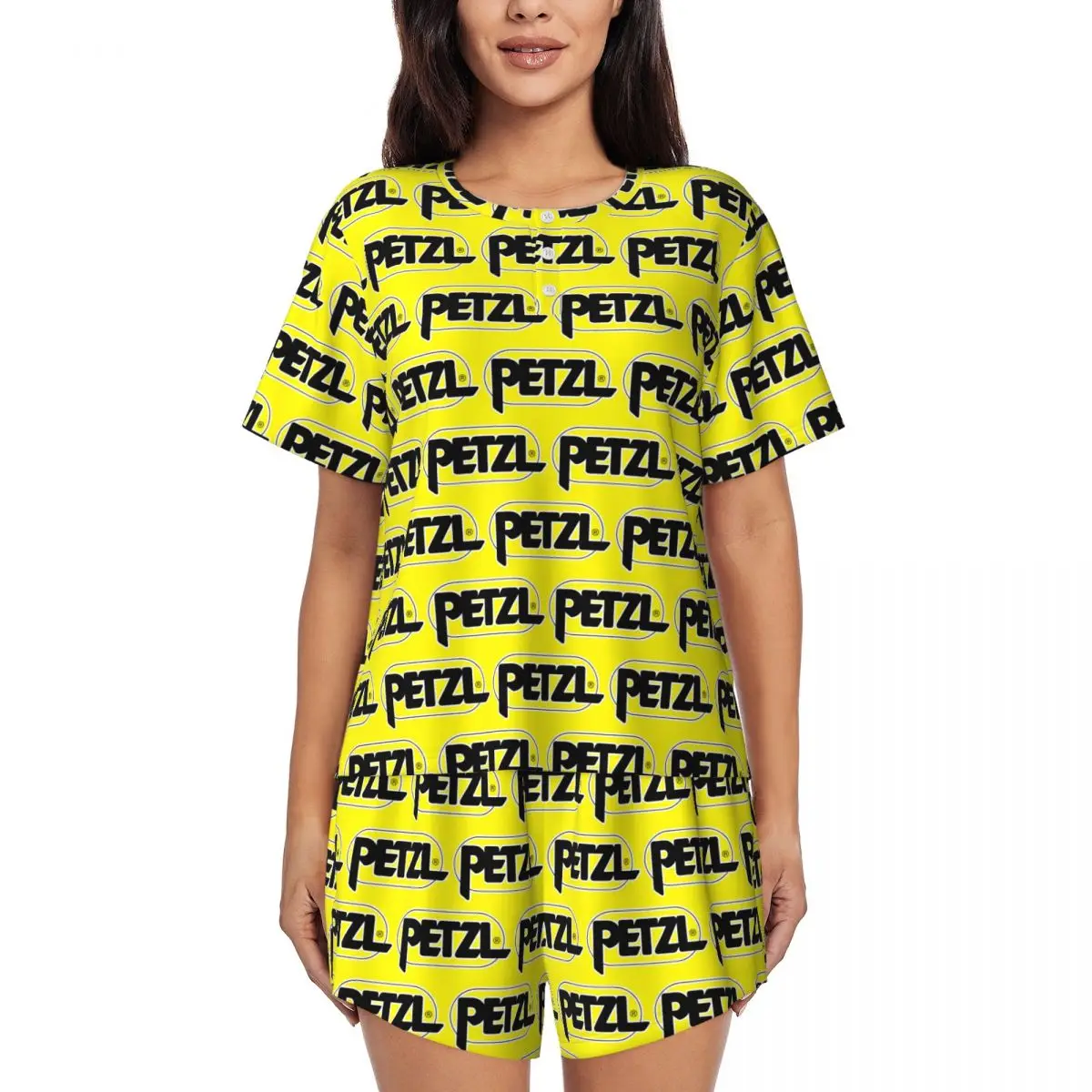 

Sport Climbing Petzl Round Neck Short Sleeves Nightdress for Sleeping Sleepshirts Women Soft Pajama Set Short Pants