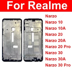 LCD Front Frame Housing Cover For Realme Narzo 10 20 30 Pro 10A 20 20A 30 30A LCD Screen Front Case Replacement Repair Parts