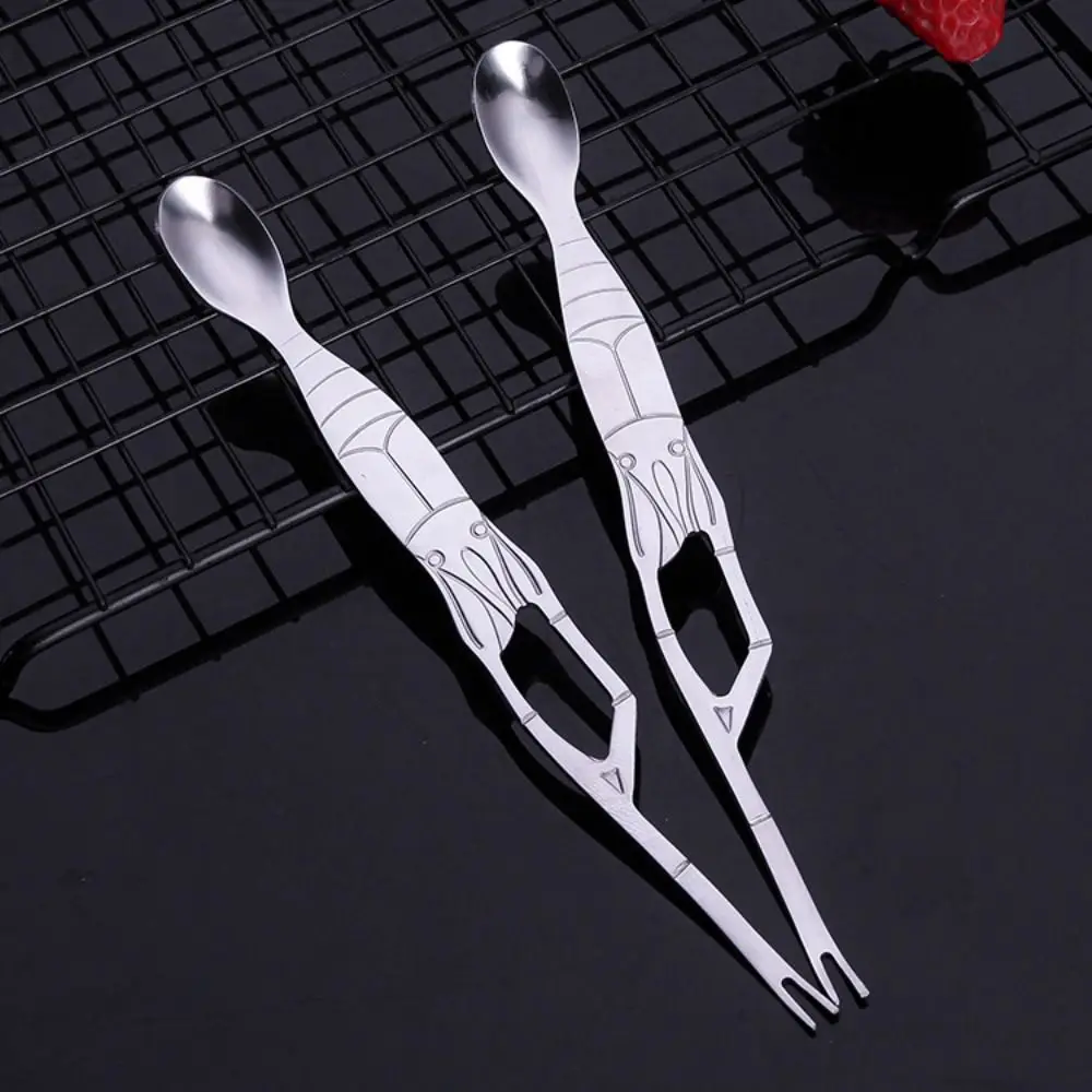 2Pcs Crab Seafood Forks Lobster Picks Tools Steel Fork Stainless Crackers Tool Spoon Eating Leg Nutshellfish Set Pick Eatting