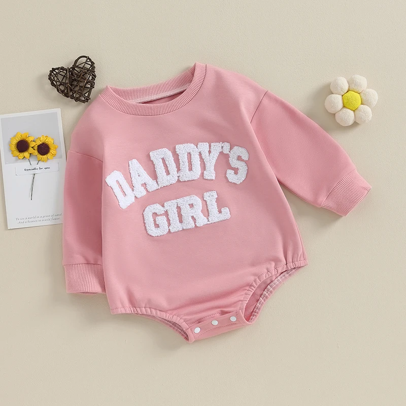 Baby Girl Outfit Toddler neonato autunno girocollo felpa Bubble pagliaccetto inverno Daddys Girl Clothes