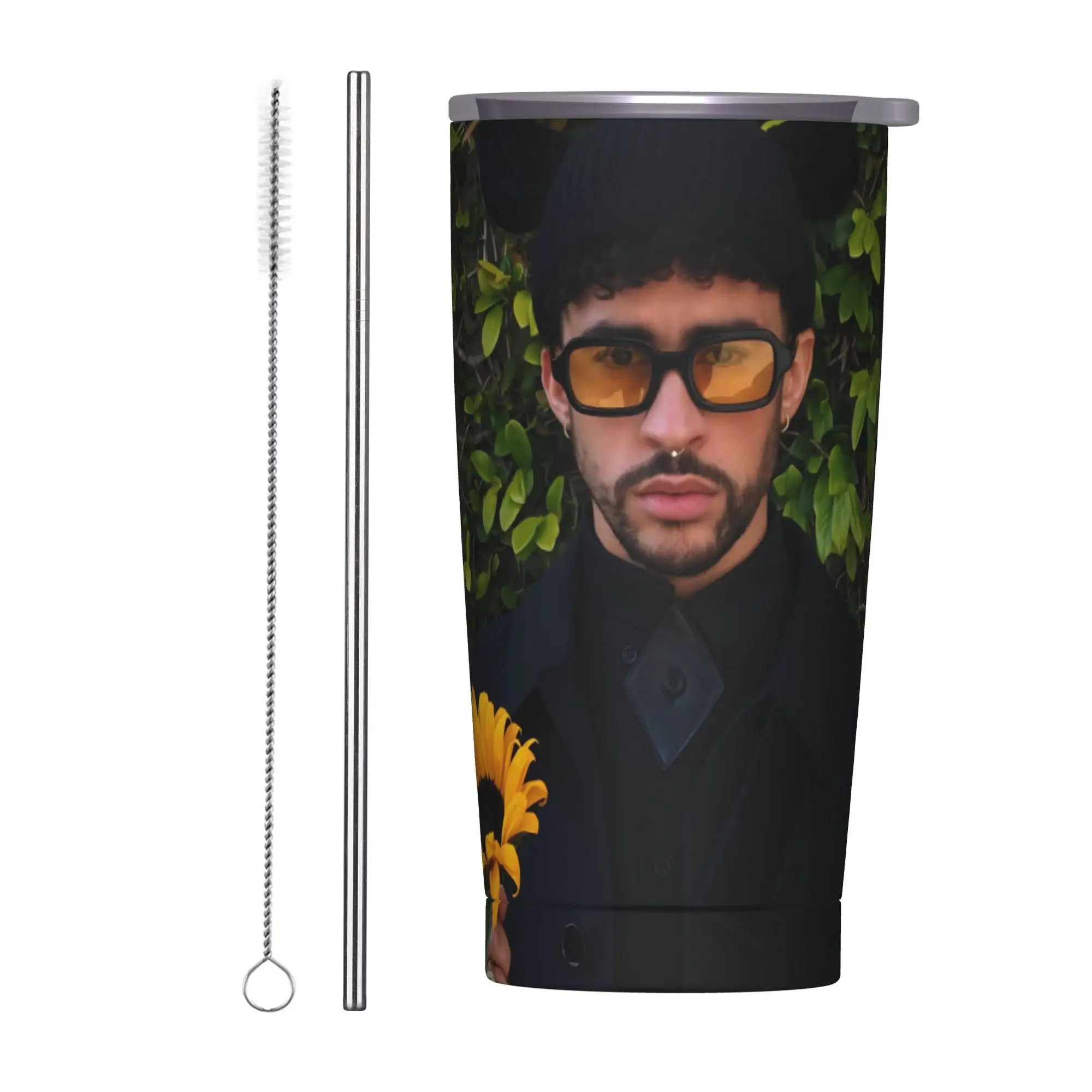 Bad Bunny DTMF Tour 2026 Insulated Tumbler with Lid  Vacuum Coffee Mugs Outdoor Portable Car Bottle Cup 20oz