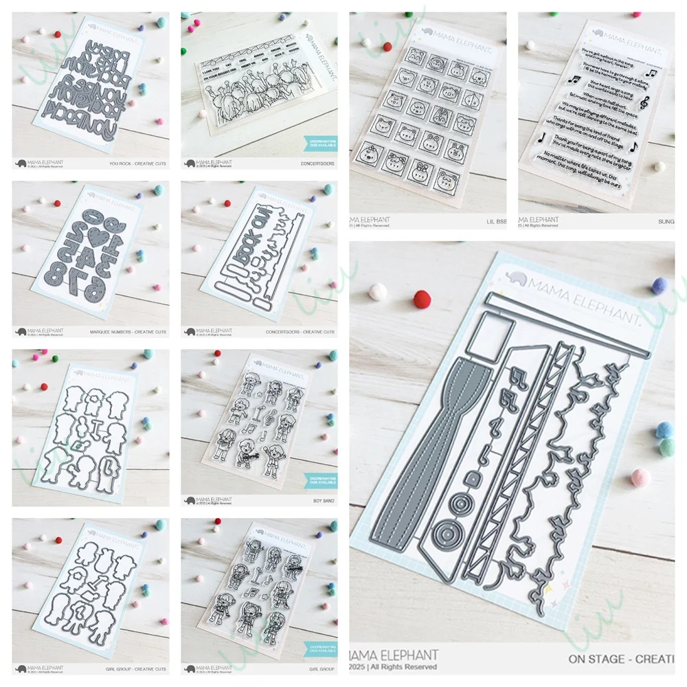 Concert Boy Band Mama Elephant Metal Cutting Dies Stamps for DIY Scrapbook Handmade Photo Album Christmas November 2025 Release