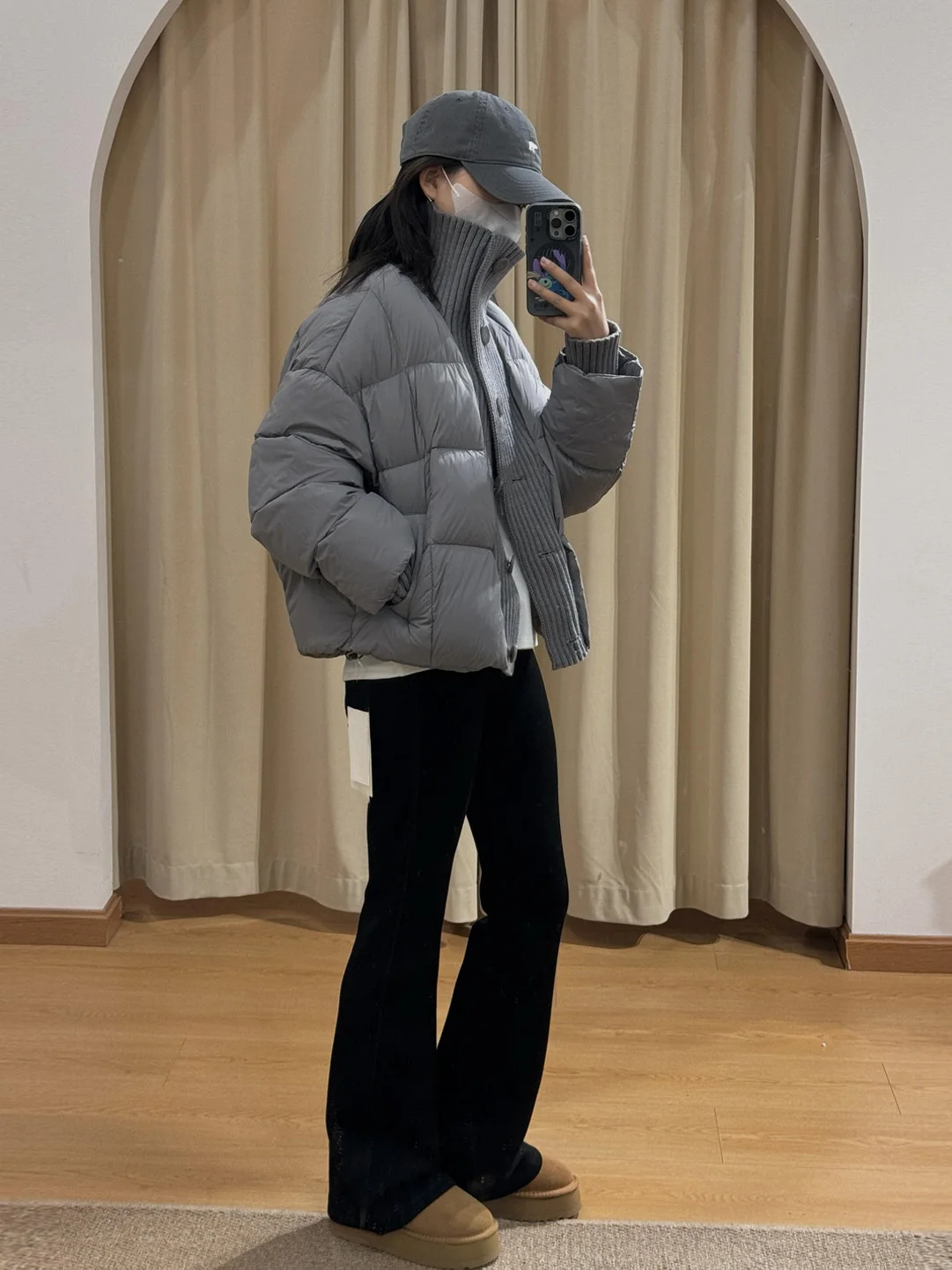 

High Quality Grey Spliced Warm Cotton Jacket Women's Loose Versatile Winter Fashion Korean Style Thickened Long Sleeve Coat