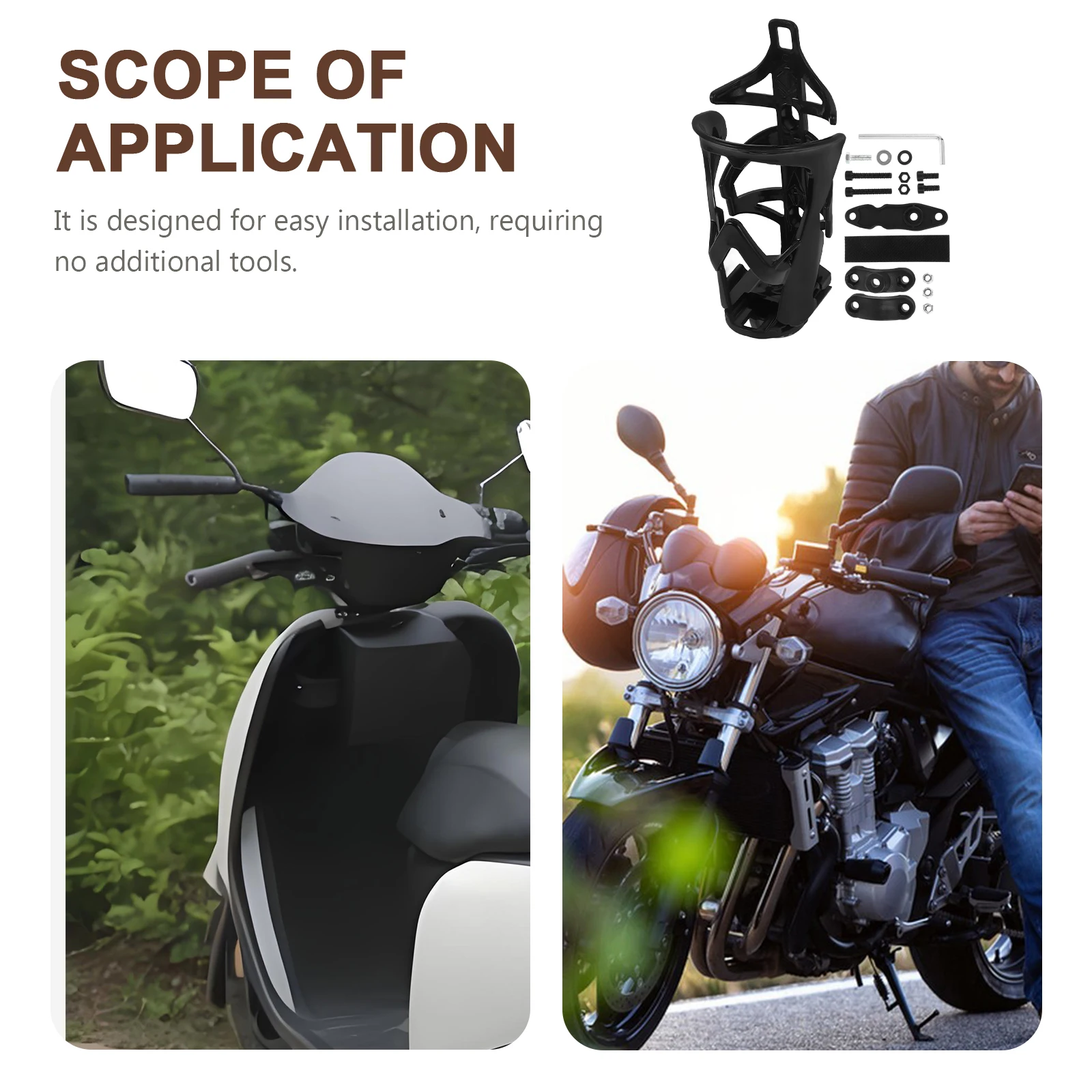 

Car Motorcycle Cup Holder Electric Bike Beverage Water ATV Black Holders Extendable Aluminum Universal Durability Scooter Drinks
