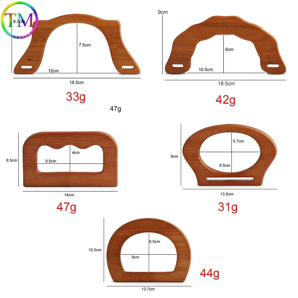 Natural Wood Bag Handles D-shaped Wooden Handles For Women Handbag Wallet Shoulder Woven Holder Hanging DIY Frame Accessories