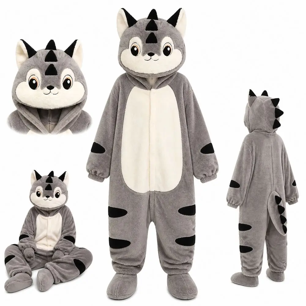 Coral Fleece Pig Onesie Pajamas 3D Ears Design Oversized Fit Lounger Robe Warm Hooded Style Adult Wearable Blanket