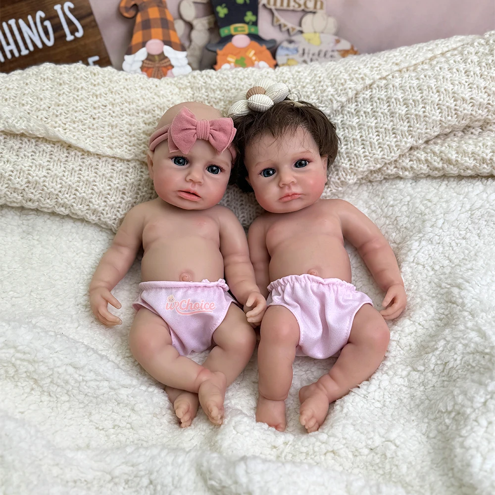 トリプル＆ツインズ 12インチ 女の赤ちゃん はげ頭または髪のあるベイビー 目が開いたシリコンリボーンドール 心理的癒し用