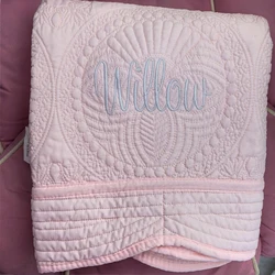 Embroidered Monogrammed Baby Cotton Blanket Personalized Name Newborn Baby Shower Gifts Blanket Custom Infant Stroller Blankets