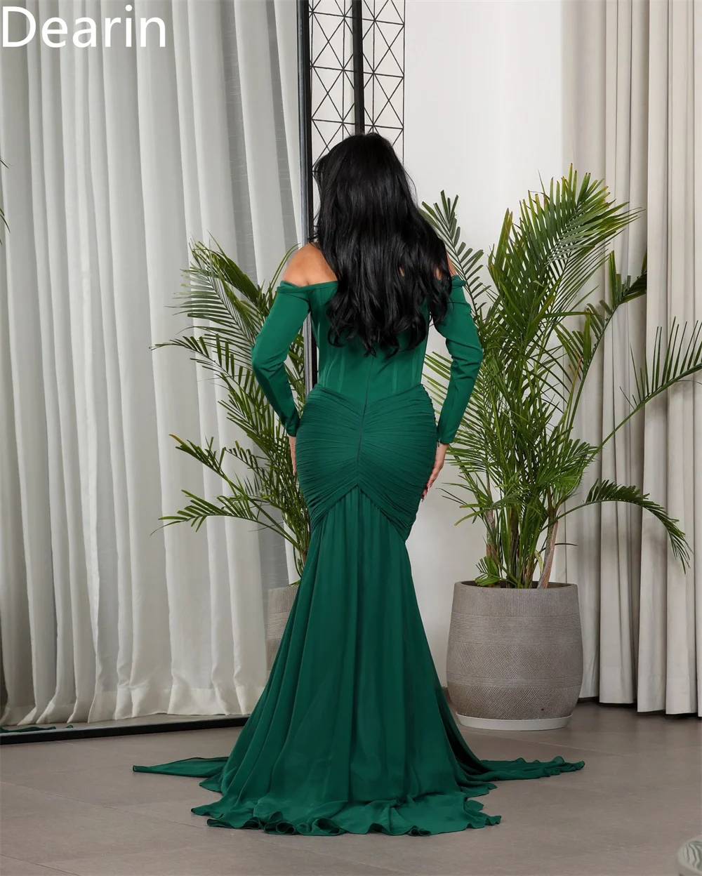 Customized Prom Dress Dearin Off-the-shoulder Mermaid Floor Length Skirts Draped Knot Bespoke Occasion Dresses Formal Saudi Arab