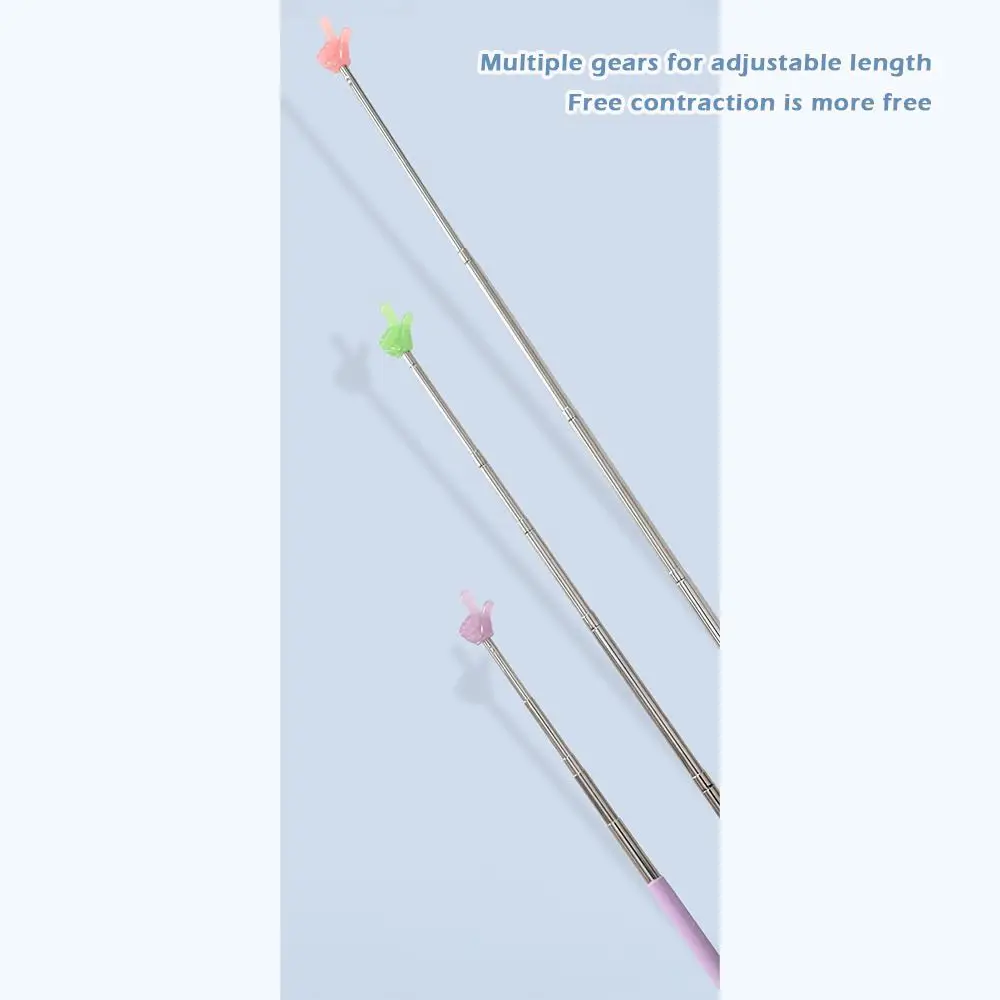 Stainless Steel Teaching Pointer Macaron Color Retractable Reading Sticks Luminous Finger Teaching Stick School Office
