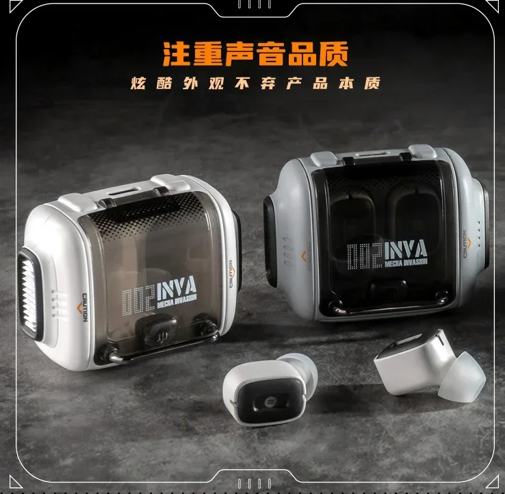 INVA-Q auricolare ENC Wireless In-Ear FUTURE-MECHA con Base di ricarica Wireless Mecha Invasion TWS cuffie Bluetooth 5.3
