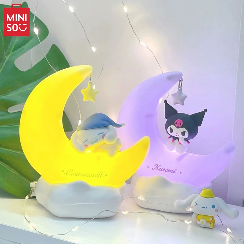 MINISO Sanrio Moon Bud Sweet Dream Series LED Night Light Kawaii Cinnamoroll Kuromi Ambient  Children's Toy Birthday Gift