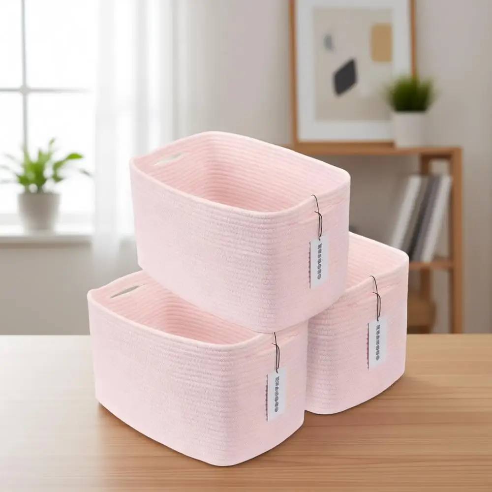 

Набор из 3-х светло-розовых хлопковых корзин для хранения, 15x10x9.3 - Идеально подходят для организации одежды, игрушек, книг и детских принадлежностей