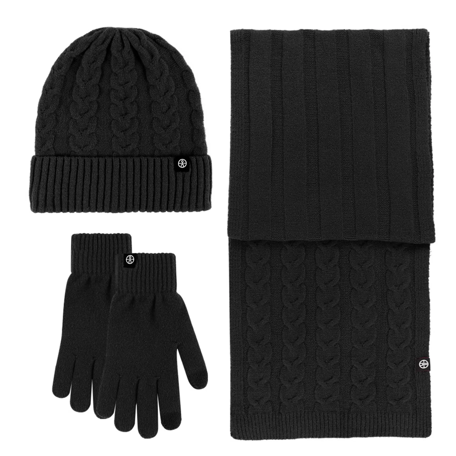 Mütze, Schal, Handschuhe, 3-teilig, für Erwachsene, warme Mütze, Schal, 3-teiliges Set, Winter, Outdoor, Reiten, Strickmütze, Schal, Handschuhe, 3-teiliges Set