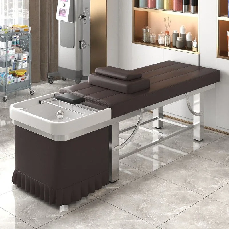 سرير شامبو لصالونات التجميل وتدليك وتبخير الأذن مع سخان مياه ومعالجة الرأس وسرير الحلاقة