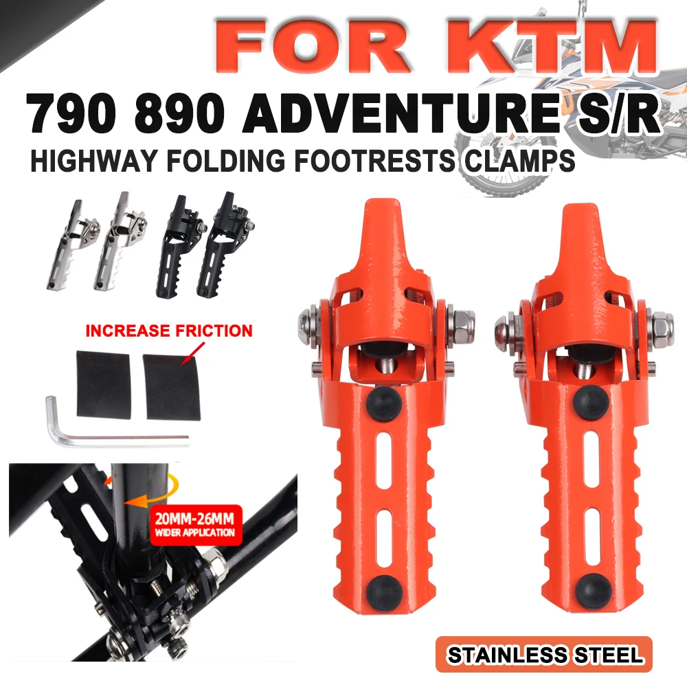 

Footboards For KTM 790 ADVENTURE R S 890 ADVENTURE ADV R Motorcycle Accessories Highway Front Foot Pegs Folding Footrests Clamps