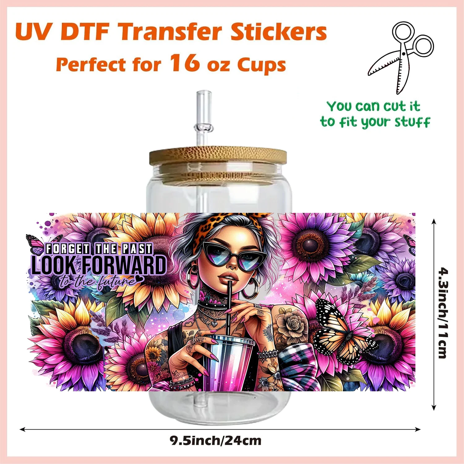 Cool Tattoo Girl Rub On 16oz UV DTF waterproof Party DIY Decals 3D transfers uvdtf tumbler stickers 16oz uv dtf cup wraps